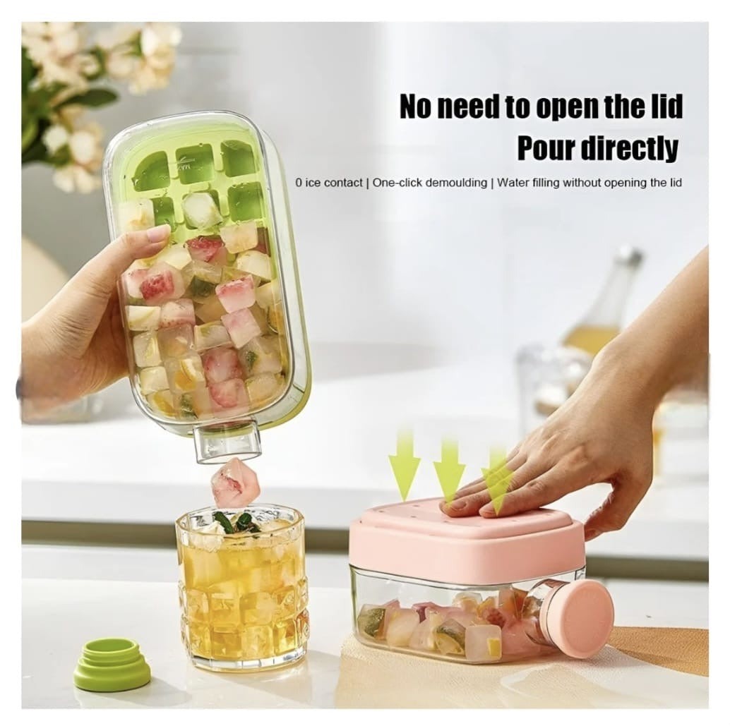 2-in-1 Foldable Ice Cube Tray 🧊 with Storage Box & Reusable Straw ❄️